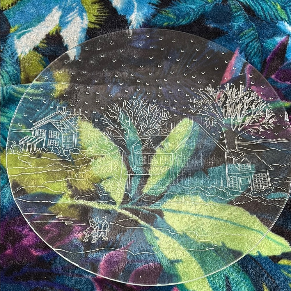 Etched Glass Decorative Plate